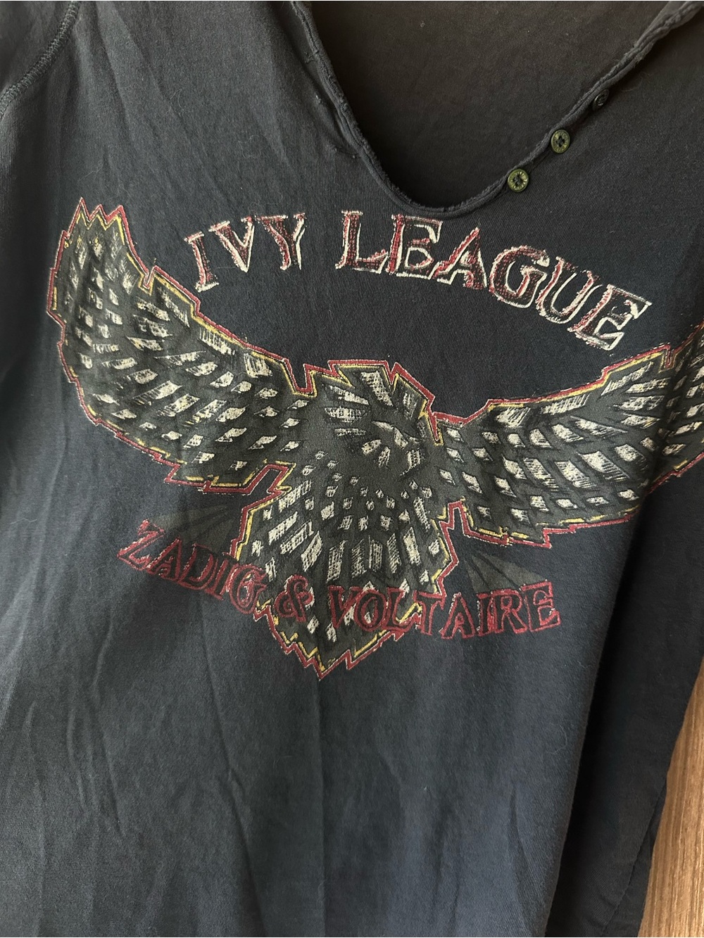 Zadig & Voltaire Long-Sleeve V-Neck Graphic Top - Black - Picture 3 of 4